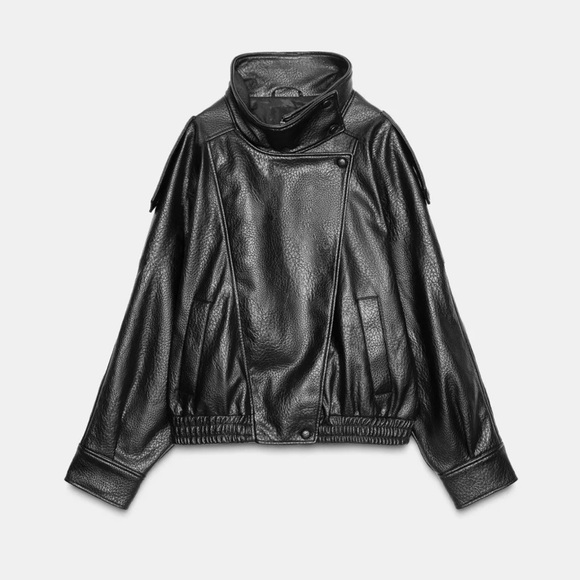 Zara Jackets & Blazers - Zara Viral Women's Black Leather Jacket